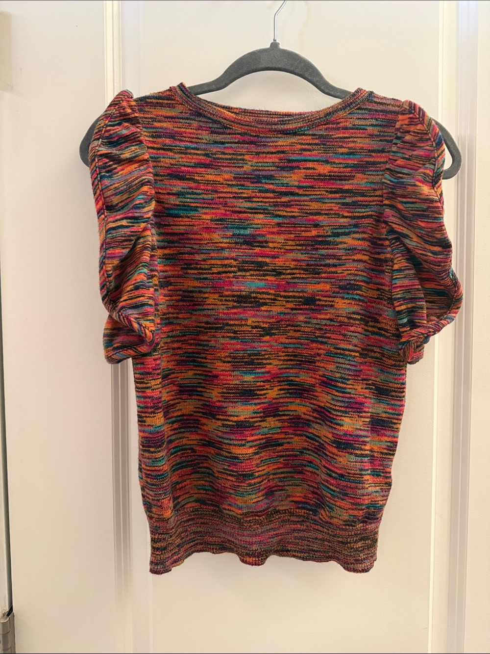 Anthropologie Multicolor Puff-Sleeve Knit Top